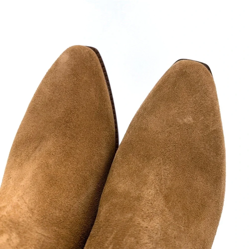 Cole Haan Size 7 Suede Ankle‎ Boots NEW Chestnut Brown Leather Block Naia $180